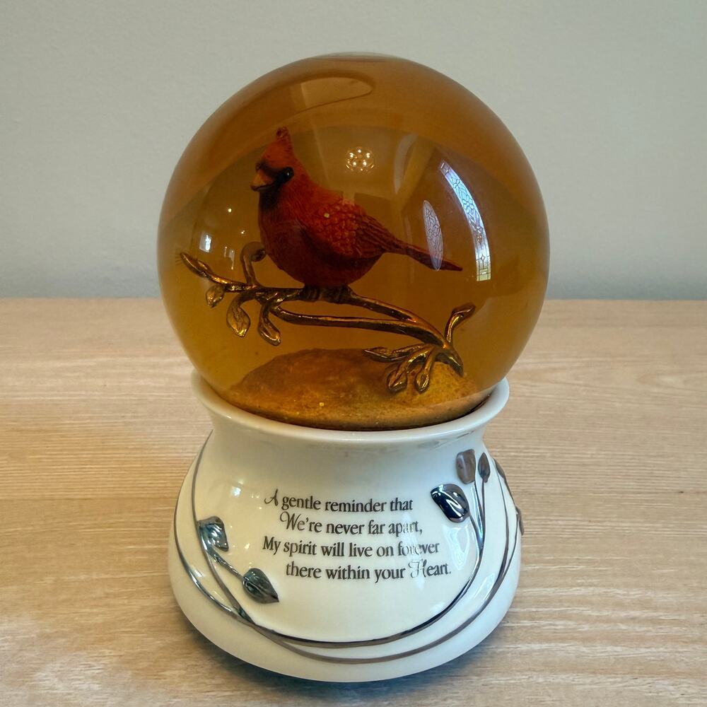 Cardinal Glitter Snow Globe Remembrance Musical Memorial Sympathy Gift